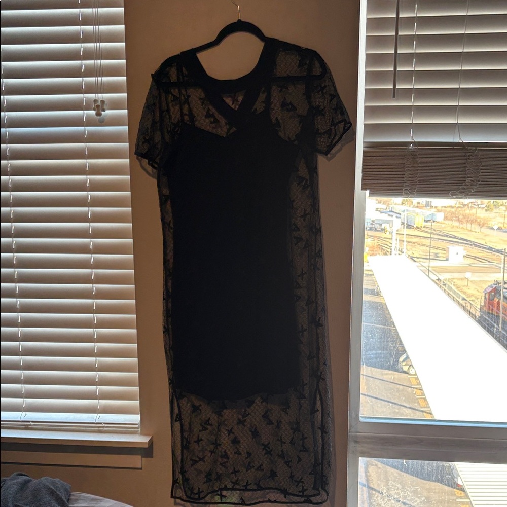 Armani Exchange Black Sheer Dress